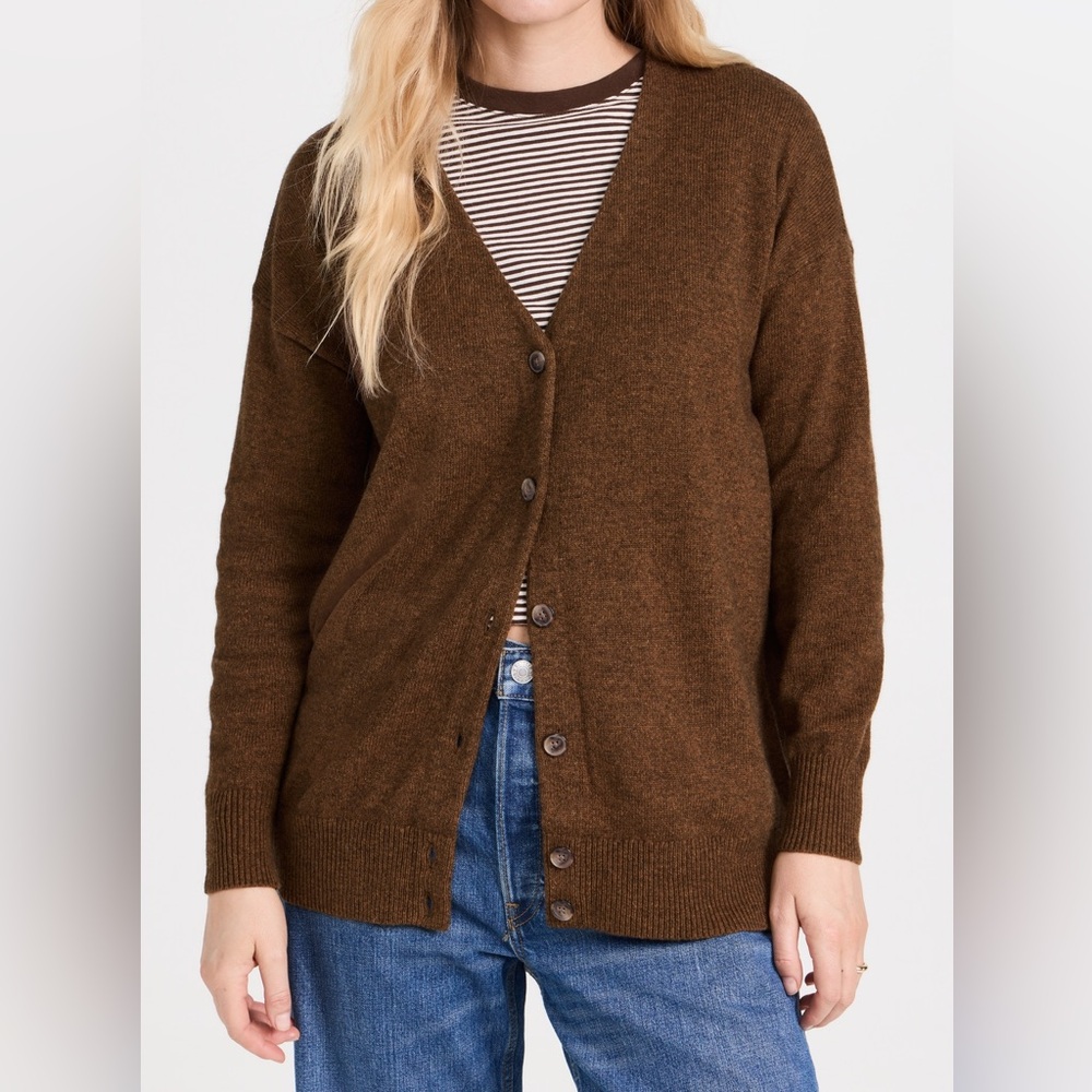 Madewell V-Neck Relaxed Cardigan in heather hickory